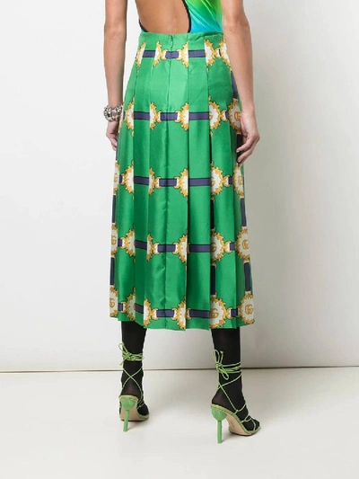 Shop Gucci Green Double G Patterned Midi Skirt