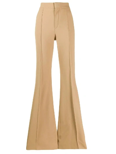 Shop Chloé Vegetal Brown High-waist Flared Trousers