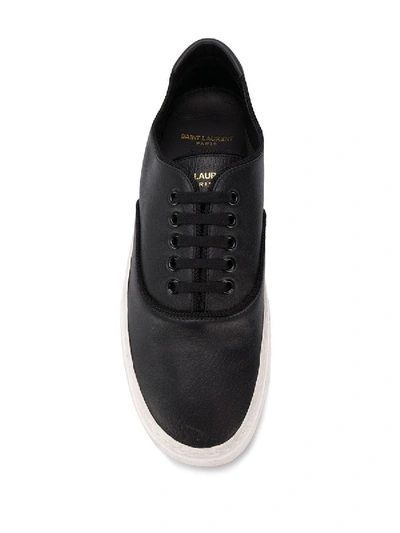 Shop Saint Laurent Black Leather Venice Low-top Sneakers