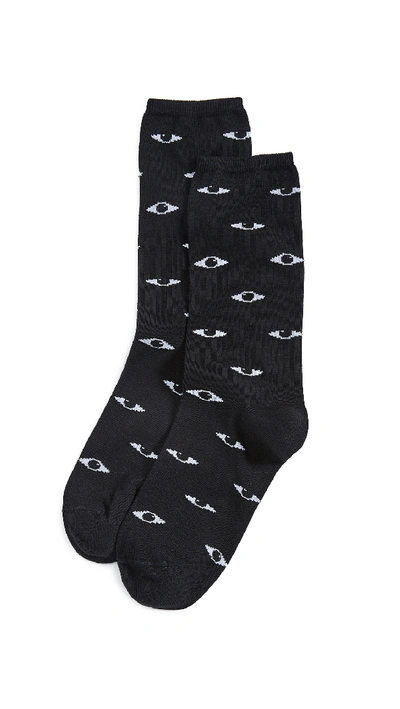 Shop Kenzo Multi Eyes Jacquard Socks In Black