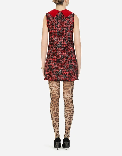 Shop Dolce & Gabbana Short Tweed Dress In Multi-colored