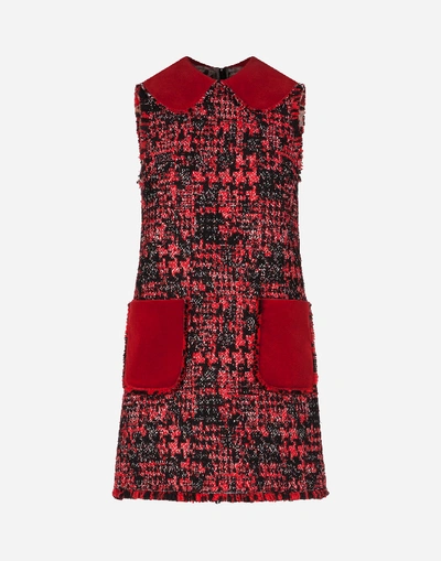 Shop Dolce & Gabbana Short Tweed Dress In Multi-colored