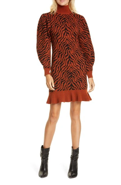 Shop Ulla Johnson Joni Long Sleeve Merino Wool Sweater Dress In Rust