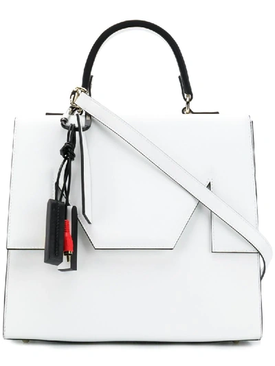 Shop Msgm M Foldover Top Shoulder Bag In White