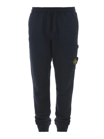 Shop Stone Island Tracksuit Bottoms With A Patch Pocket In Dark Blue