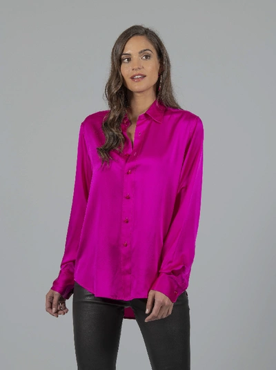 Shop Robert Graham Women's Carrie Solid Silk Shirt In Fuschia Size: Xl By