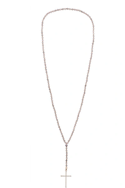 Shop Diane Kordas 18-karat Rose Gold, Quartz And Diamond Necklace