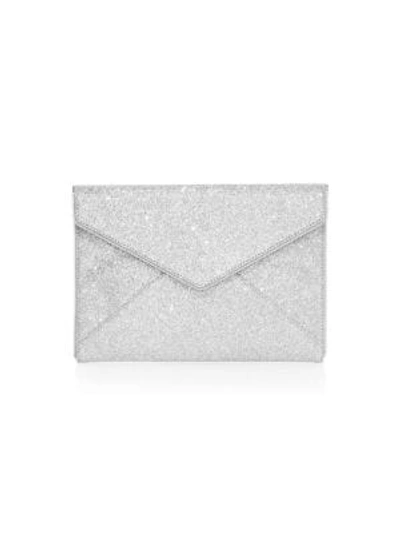 Shop Rebecca Minkoff Women's Leo Glitter Envelope Clutch In Silver