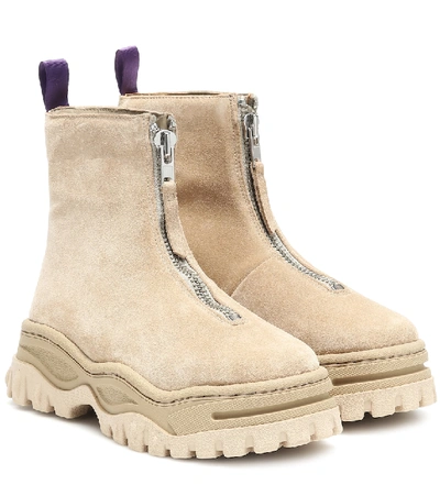 Shop Eytys Raven Suede Ankle Boots In Beige