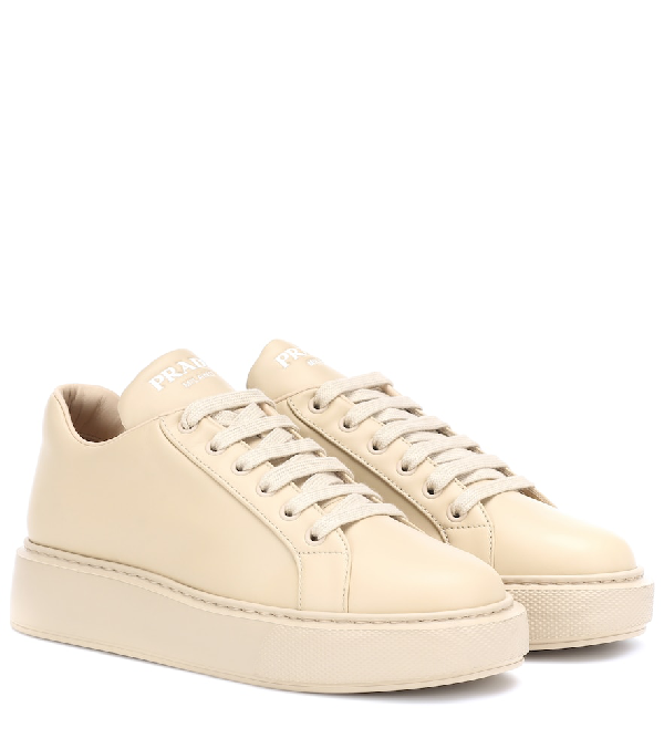 Prada Leather Platform Sneakers In 