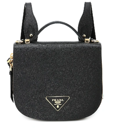 Shop Prada Odette Saffiano Leather Backpack In Black