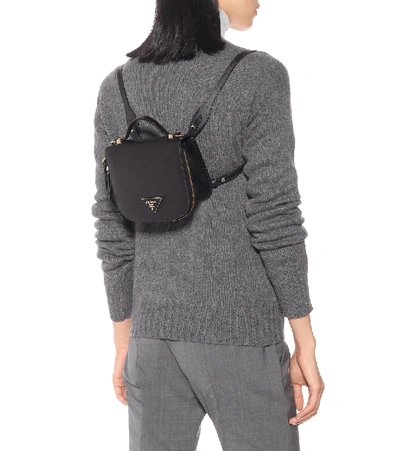 Shop Prada Odette Saffiano Leather Backpack In Black