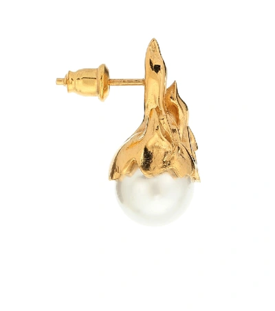 Shop Alan Crocetti Pearl In Heat Earrings In Gold