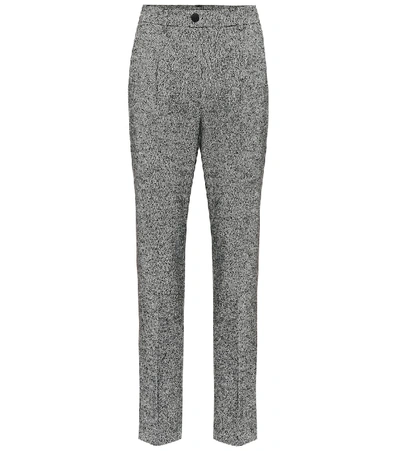Shop Dolce & Gabbana High-rise Straight Wool-blend Pants In Grey