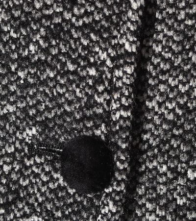 Shop Dolce & Gabbana Velvet-trimmed Tweed Coat In Grey