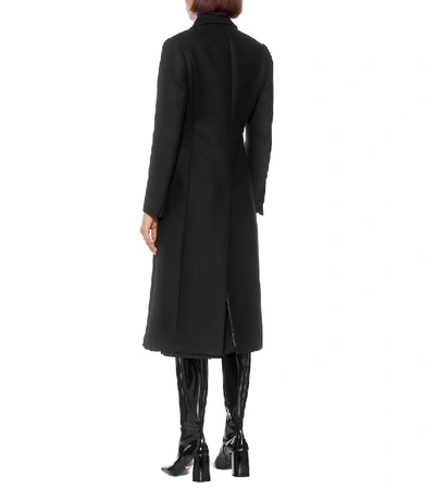 Shop Prada Embellished Wool Coat In Black