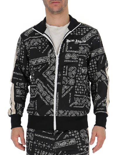 Shop Palm Angels Bandana Logo Print Jacket In Black