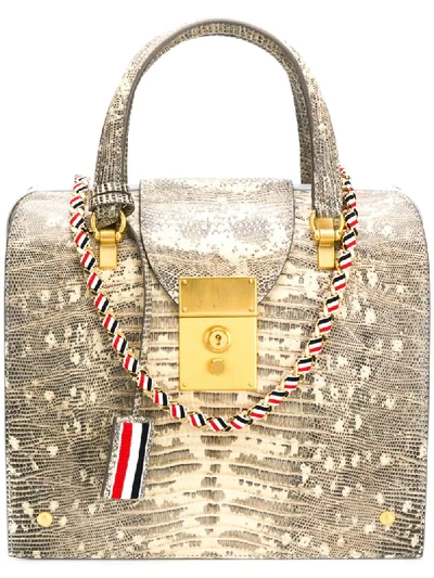 Shop Thom Browne Lizard Mrs. Thom Jr. Bag In Neutrals