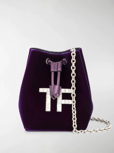 Shop Tom Ford Velvet Bucket Bag In Purple