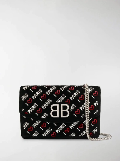 Shop Balenciaga Bb Chain Wallet In Black