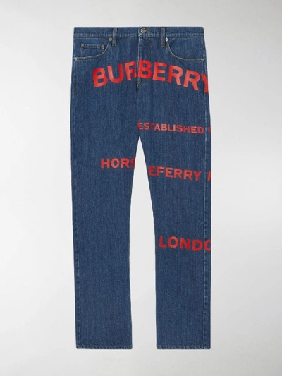 Shop Burberry Straight Fit Horseferry Print Japanese Denim Jeans In Blue