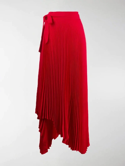 Shop A.w.a.k.e. Doric Asymmetric Pleated Skirt In Red