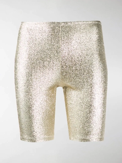 Shop Paco Rabanne Metallic Cycling Shorts In Gold