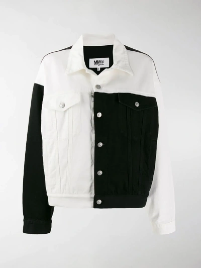 Shop Mm6 Maison Margiela Monochrome Block Denim Jacket In Black