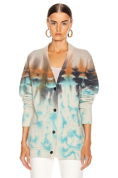 Shop Amiri Tie Dye Cardigan In Blue,neutral,ombre & Tie Dye In Blue & Orange