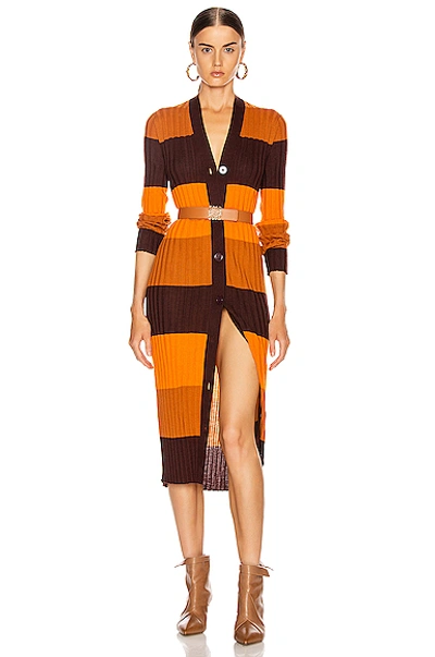 Shop Equipment Verelle Cardigan In Brown,orange,stripes In Aubergine Bis Multi