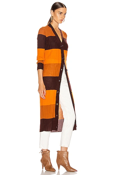 Shop Equipment Verelle Cardigan In Brown,orange,stripes In Aubergine Bis Multi