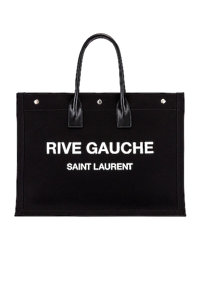 Shop Saint Laurent Rive Gauche Tote Bag In Black & White