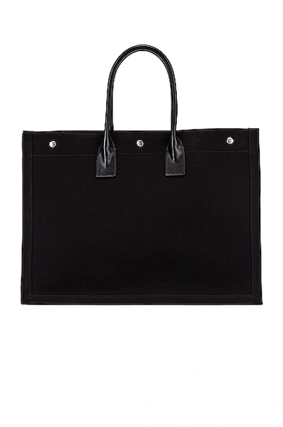 Shop Saint Laurent Rive Gauche Tote Bag In Black & White