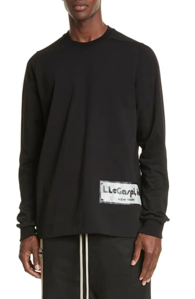 Shop Rick Owens Long Sleeve Black T-shirt