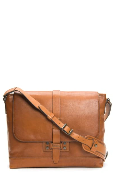 Shop Frye Bowery Leather Messenger Bag In Caramel