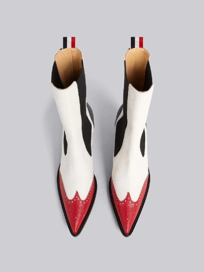 Shop Thom Browne Colour-block 90mm Chelsea Boots In White