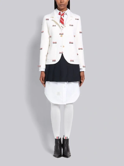 Shop Thom Browne White Merino Rwb Bow Embroidered Little Boy Jacket