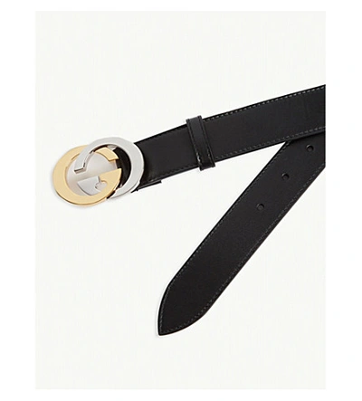 Shop Gucci Gg Buckle Leather Belt In Black