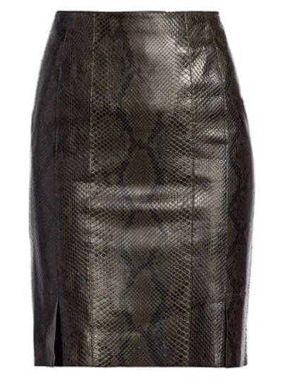 Shop Akris Python Leather Pencil Skirt In Mountain Ash