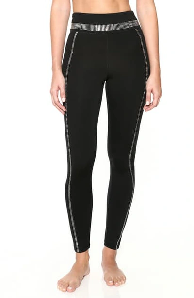 Shop Adam Selman Sport Racer Sparkle Leggings In Black/ Crystal