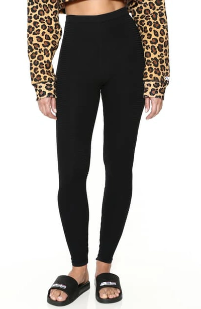 Shop Adam Selman Sport Rib Knit Leggings In Black