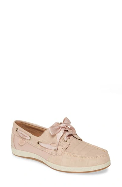 Shop Sperry Songfish Boat Shoe In Blush Nubuck Leather
