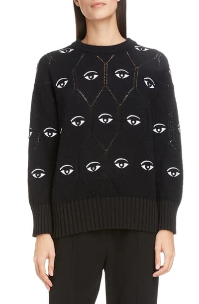 Shop Kenzo Eye Logo Wool Blend Sweater In Black