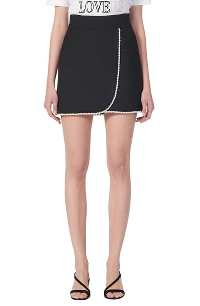 Shop Sandro Vicky Bead Trim Miniskirt In Black