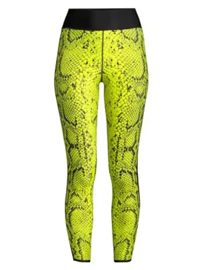 Shop Ultracor Neon Python-print Leggings In Neon Yellow