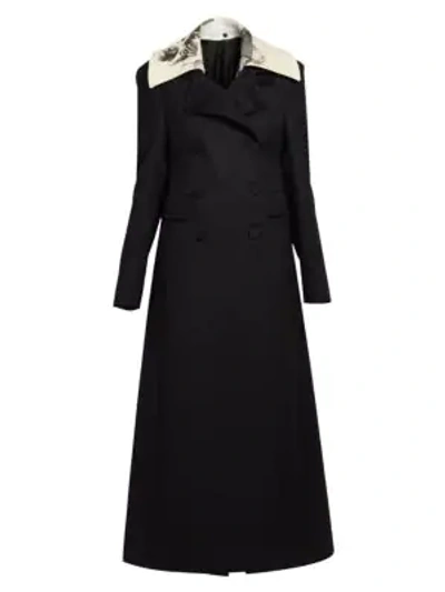 Shop Valentino Long Double-breasted Wool Coat In Black