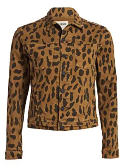 Shop L Agence Celine Animal-print Denim Jacket In Spotted Animal