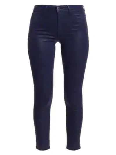 Shop L Agence Women's Margot High-rise Ankle Skinny Coated Jeans In Navy Coated