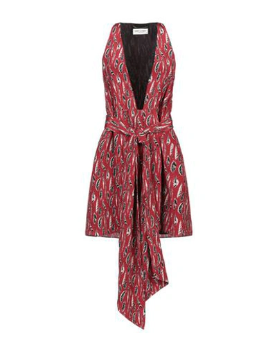 Shop Saint Laurent Woman Mini Dress Brick Red Size 12 Silk