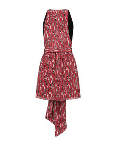 Shop Saint Laurent Woman Mini Dress Brick Red Size 12 Silk
